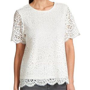 NWT Philosophy Short Sleeve Scoop Neck Lace Overlay Blouse